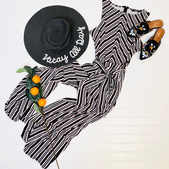 DuJour Striped Wide Leg Crop Jumpsuit - Picture 1 of 8